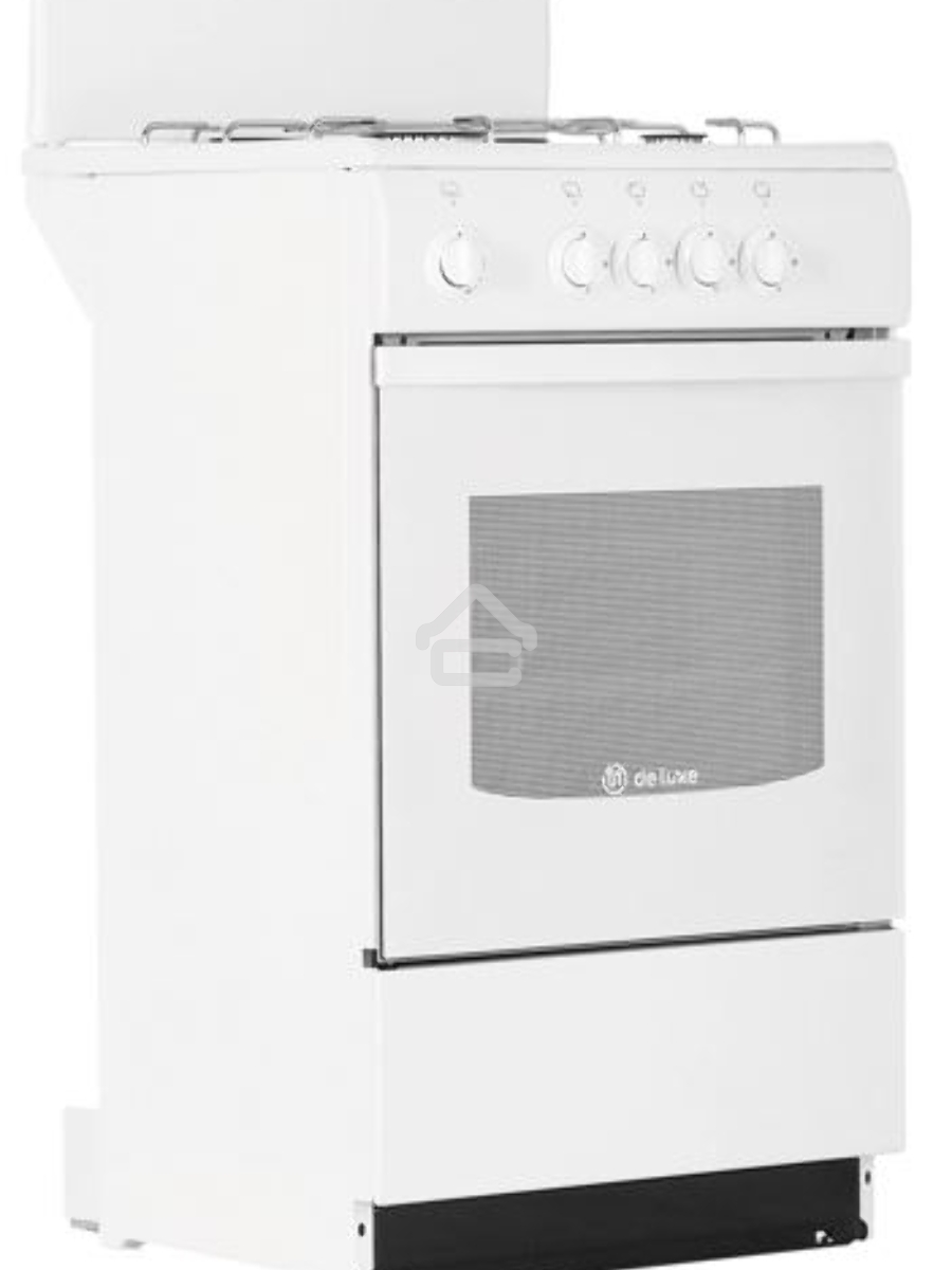Плита газовая De Luxe 5040.45Г (Щ) -001 белый, конфорок 4 газовых, духовка 46 л, 50 см x 85 см x 50 см