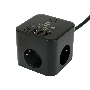 Сетевой фильтр Cablexpert Cube CUBE-3-CU3-B-1.5, 3р, 10А, 1xType-C PD, 3xUSB, 1.5м, ур.защиты 4+, черный, коробка