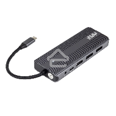 USB-концентратор HIPER Docking station USB-C HUB 11in1 (1*USB-C 100W PD, 1*HDMI 4K@60Hz, 2*DP 4K@60Hz, 2*USB-A 3.0 (5Gbps data), 1*USB-C 3.0 (5Gbps data), 1*microSD, 1*SD, 1*3.5мм audio, 1*RJ45 GB)