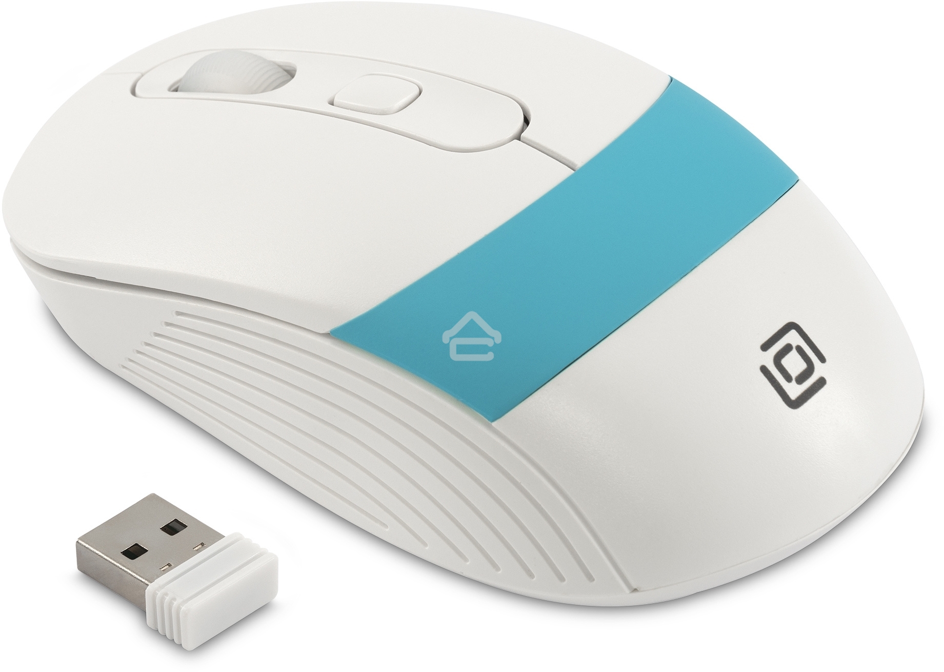 Мышь беспроводная Oklick 310MW белый/синий, 3200 dpi, радиоканал, USB, кнопки - 4