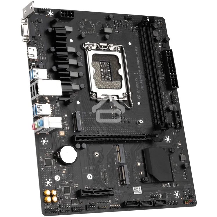 Материнская плата Maxsun Challenger B760M D5, LGA 1700, Intel B760, 2xDDR5, 3xSATA, 2xM.2, 1xPCIe 4.0 x16, 1xPCIe x4, 1xVGA, 1xHDMI, 1x 1Gb LAN, 2xUSB-A 2.0, 4xUSB-A 3.2 Gen 1, 5.1, mATX
