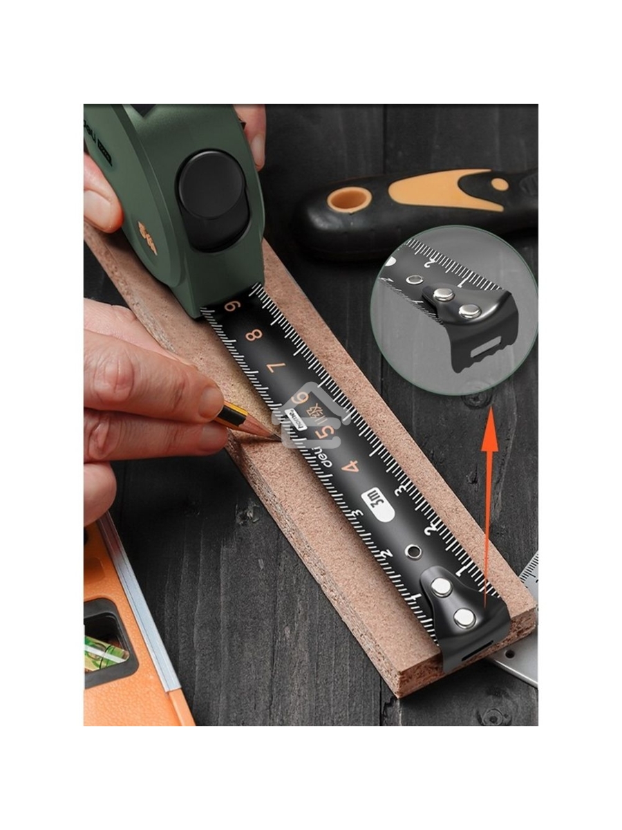 Измерительный и разметочный инструмент Deli Рулетка Home Series Green HT8316L 3м х 16мм, эксклюзивный дизайн, корпус - высококачественный софттач пластик