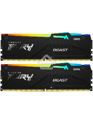 Оперативная память Kingston Fury Beast, DDR5, 64GB (2x32GB), 5600MHz, CL36, радиатор, RGB, чёрный