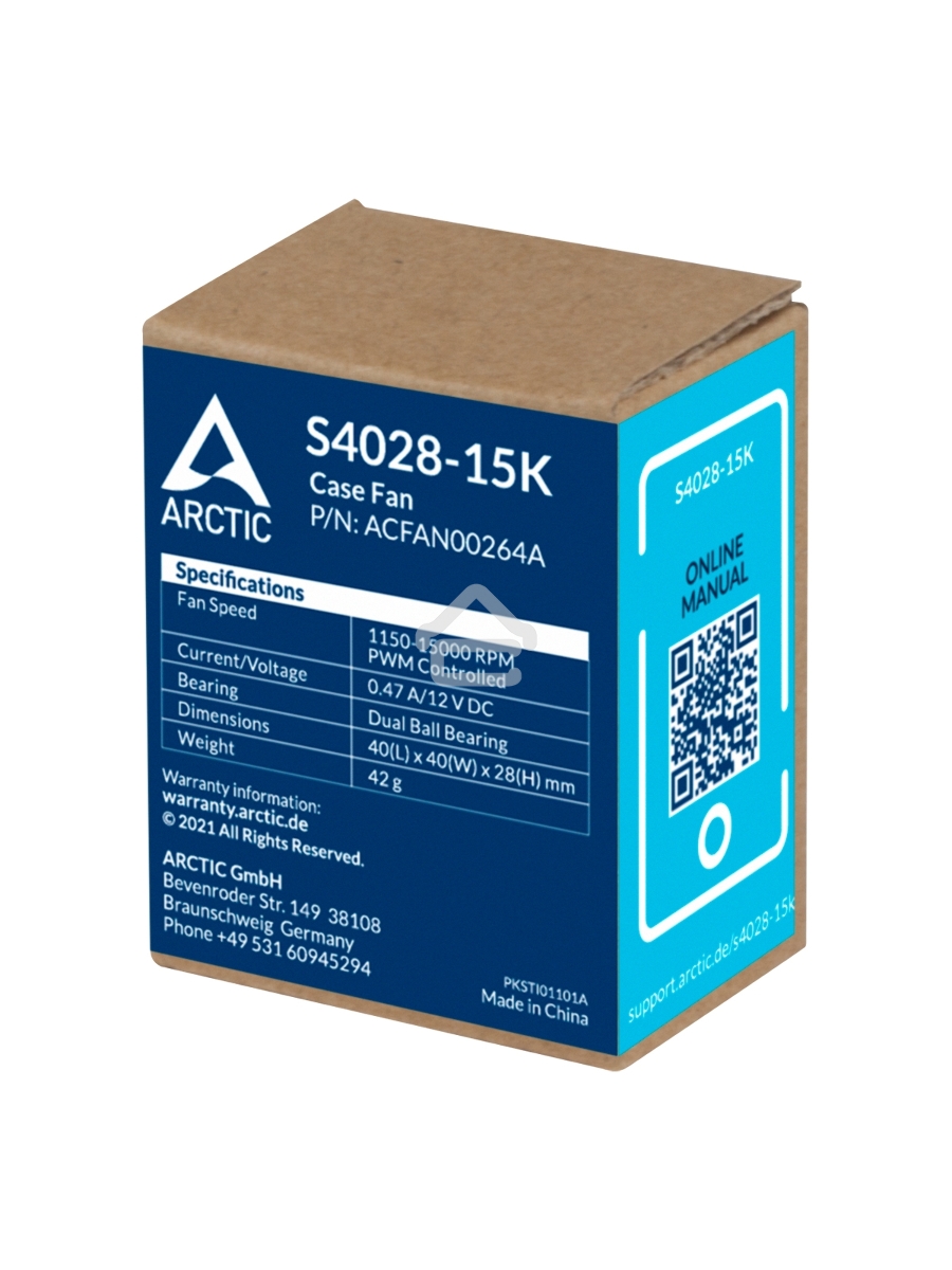 Вентилятор для корпуса Arctic S4028-15K черный, 40 мм, 15000 об/мин, 4 pin