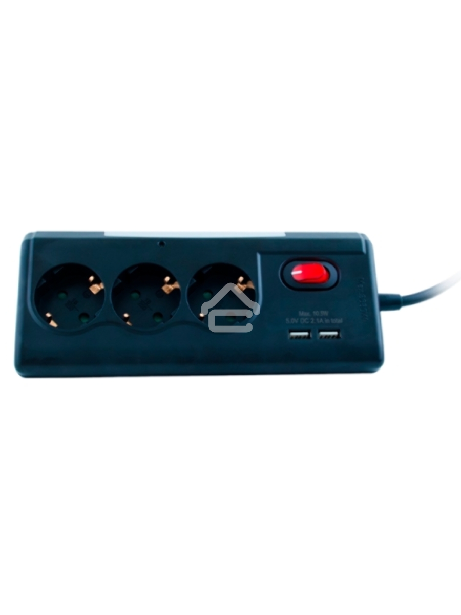 Удлинитель сетевой СТАРТ S 3x1 ZDV 2USB-- 12, 3 розетки, до 16А, 2xUSB, 1.5м, с заземлением, кнопка включения, функцией ночника, защитными шторками от детей, белый