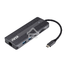 USB-концентратор HIPER Docking station USB-C HUB 11in1 (1*USB-C 100W PD, 1*HDMI 4K@60Hz, 2*DP 4K@60Hz, 2*USB-A 3.0 (5Gbps data), 1*USB-C 3.0 (5Gbps data), 1*microSD, 1*SD, 1*3.5мм audio, 1*RJ45 GB)