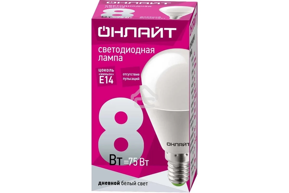 Лампа светодиодная ОНЛАЙТ 61135 OLL-G45-8-230-6.5K-E14