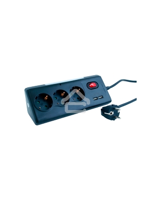 Удлинитель сетевой СТАРТ S 3x1 ZDV 2USB-- 12, 3 розетки, до 16А, 2xUSB, 1.5м, с заземлением, кнопка включения, функцией ночника, защитными шторками от детей, белый