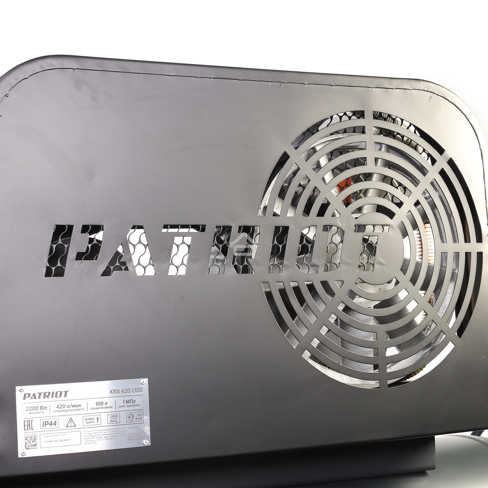 Компрессор Patriot KRX 420 L100, поршневой, ременной, масляный, 420 л/мин, 100 л, 10 бар, 2.2 кВт, 230 В