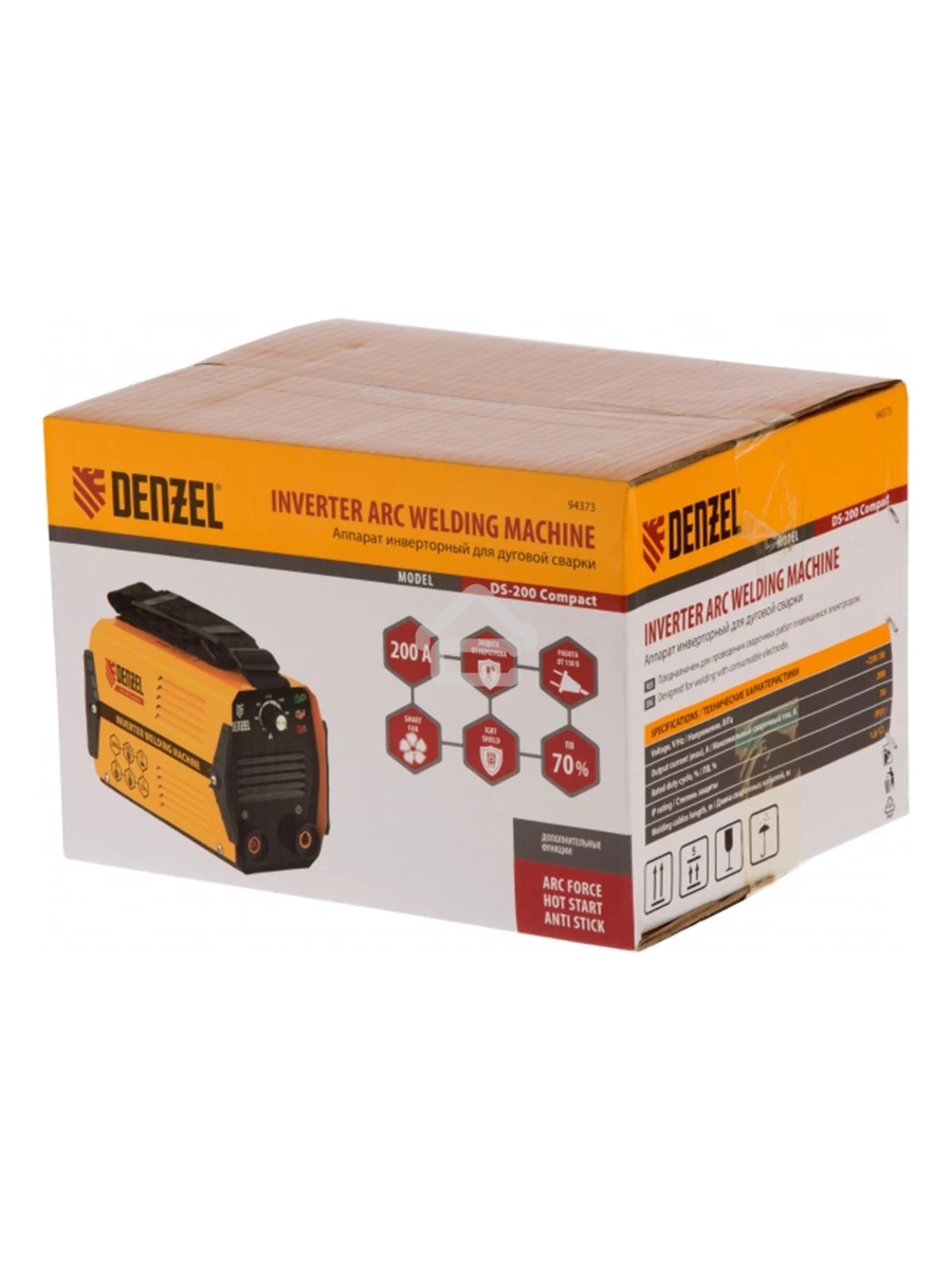 Сварочный аппарат Denzel ds-200 compact 94373  инвертор. дуговой сварки 200А пв 70%