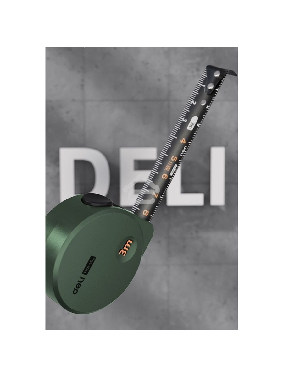 Измерительный и разметочный инструмент Deli Рулетка Home Series Green HT8316L 3м х 16мм, эксклюзивный дизайн, корпус - высококачественный софттач пластик