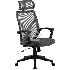 Кресло компьютерное Cactus CS-MC414-GY черный/серый, сетка/ткань, с подголов. крестов. пластик, пластик черный