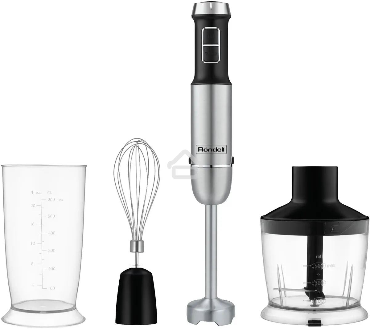 Блендер погружной Rondell RDE-1306 1200 Вт, черный/серебристый