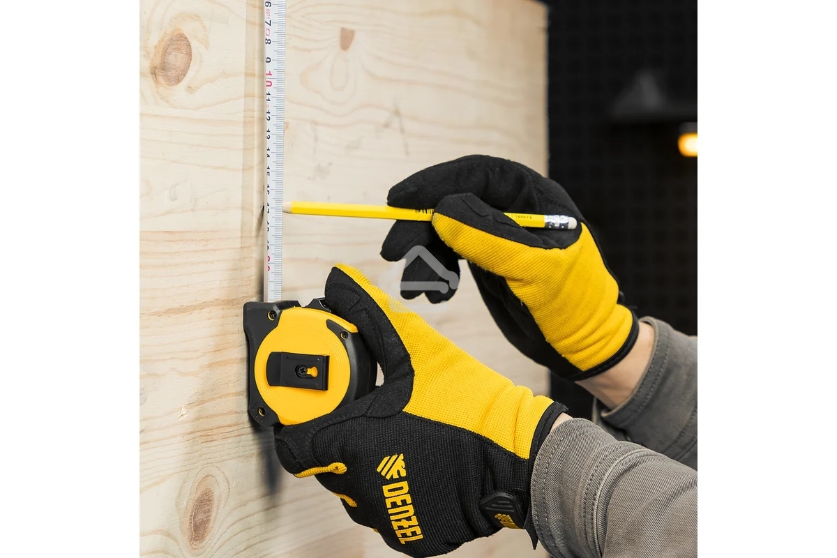 Рулетка Denzel 5м х 25мм, двухкомп. корпус, магнитный обрезиненный зацеп