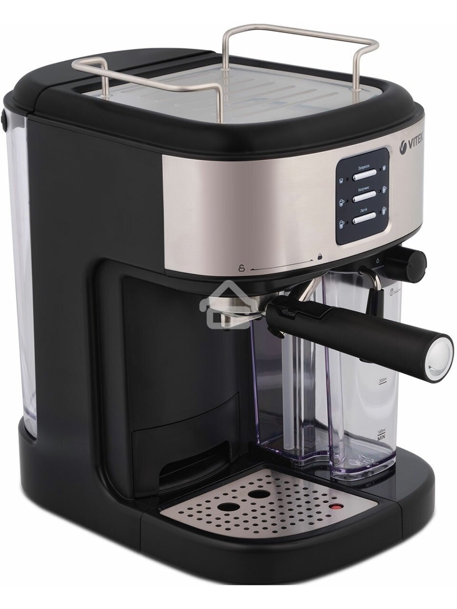 Кофеварка рожковая Vitek Metropolis VT-8489 черный/нержавеющая сталь, 1,5 л, 1250Вт, 15 бар