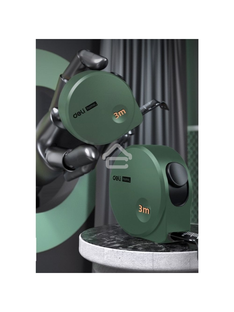 Измерительный и разметочный инструмент Deli Рулетка Home Series Green HT8316L 3м х 16мм, эксклюзивный дизайн, корпус - высококачественный софттач пластик
