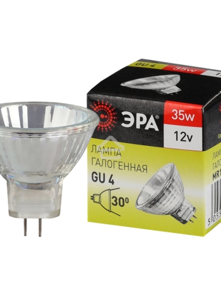 Лампочка галогенная ЭРА GU4-MR11-35W-12V-30CL GU4 35Вт софит теплый белый свет