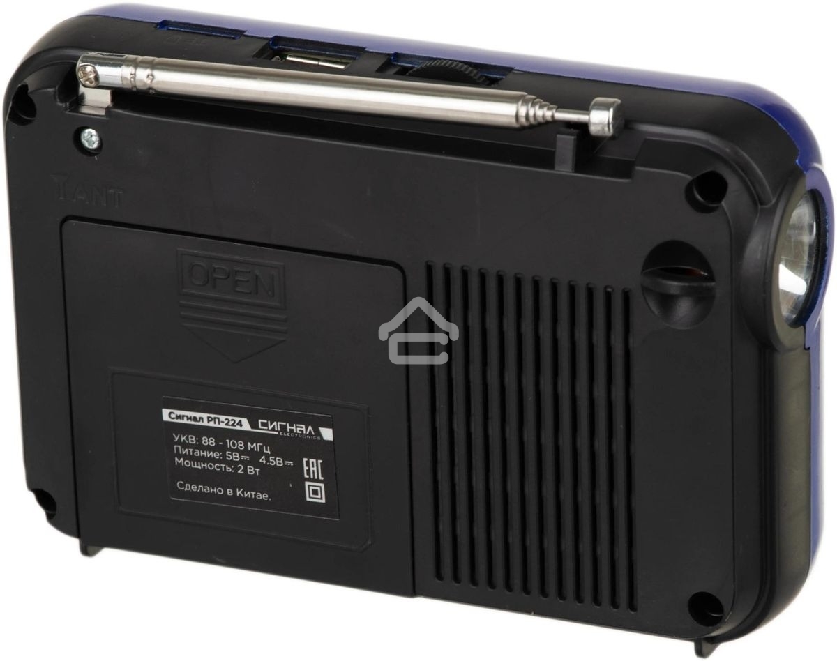 Радиоприемник Сигнал РП-224, бат. 3*АА (не в компл.), 220V, акб 400мА/ч, USB, SD, дисплей, фонарик