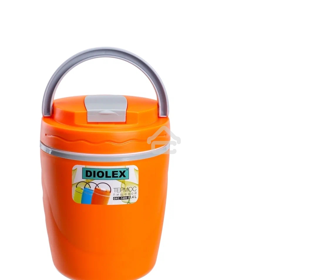 Термос Diolex DXC-1400-3-OR 1400 мл, оранжевый, пищевой пластик с колбой из нерж. стали