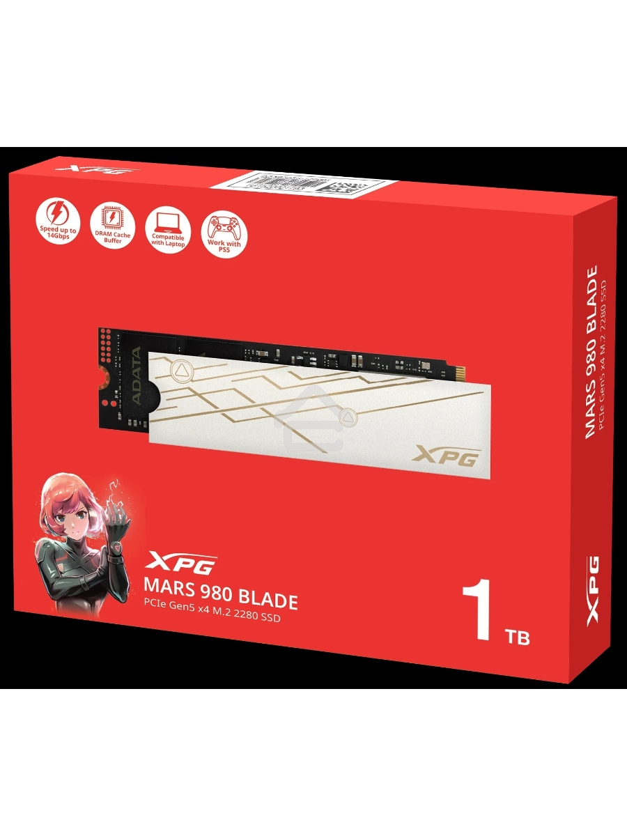 Твердотельный диск 1TB A-DATA XPG MARS 980 BLADE, M.2 2280, PCI-E 5x4, [R/W -14000/10000 MB/s] 3D-NAND