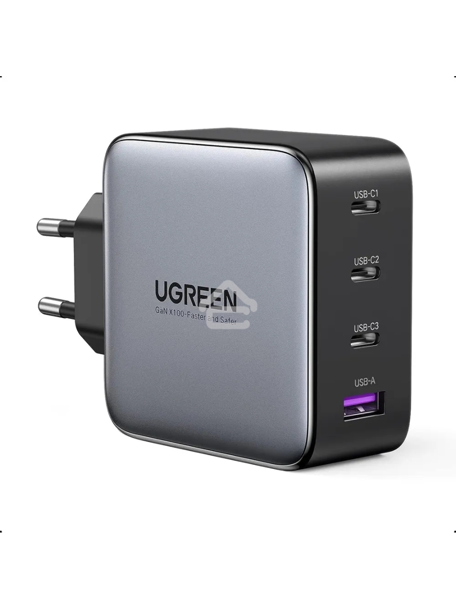 Сетевое зарядное устройство UGREEN CD226-90575, USB-A+3xUSB-C, GaN, 100W, Space Gray (90575)