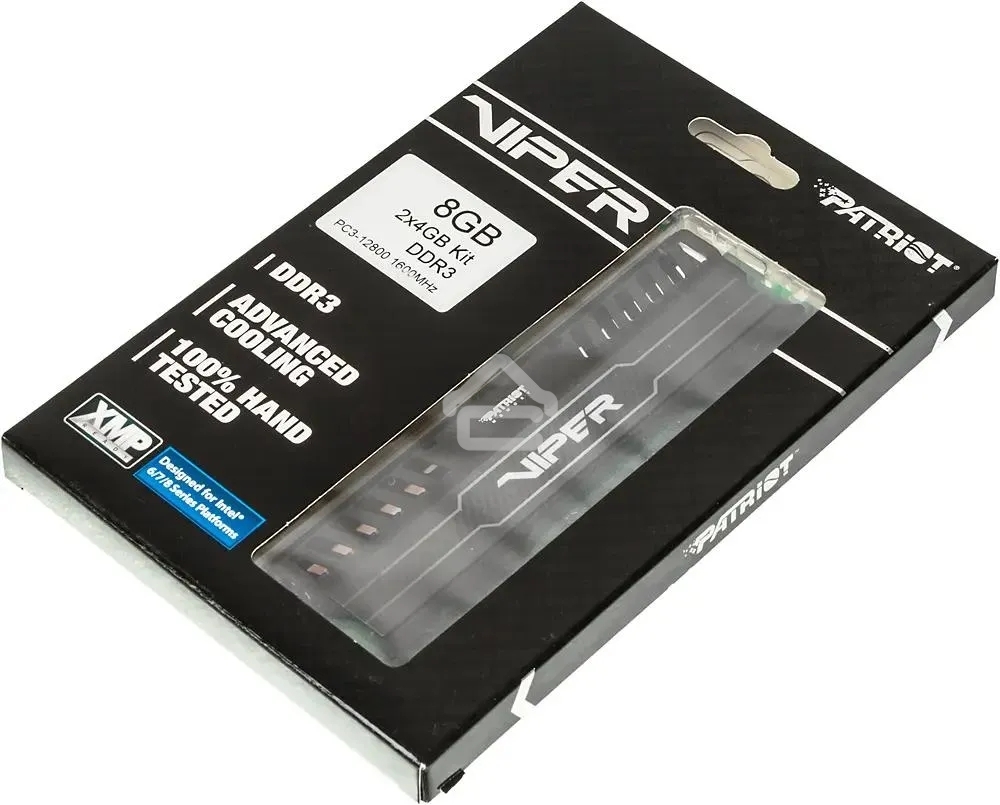 Оперативная память Patriot Viper 3, DDR3, 8Gb (2x4 Gb), 1600 MHz, CL9, DIMM, радиатор, черный