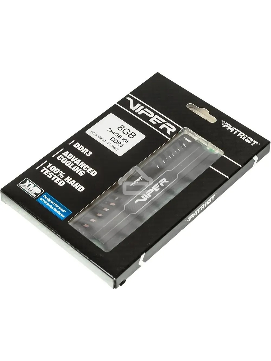 Оперативная память Patriot Viper 3, DDR3, 8GB (2x4 GB), 1600 MHz, CL9, DIMM, радиатор, черный