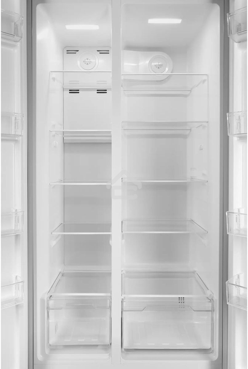 Холодильник Hyundai CS55023F нержавеющая сталь двухкамерный 347/185 л морозилка слева, No Frost, Side by Side