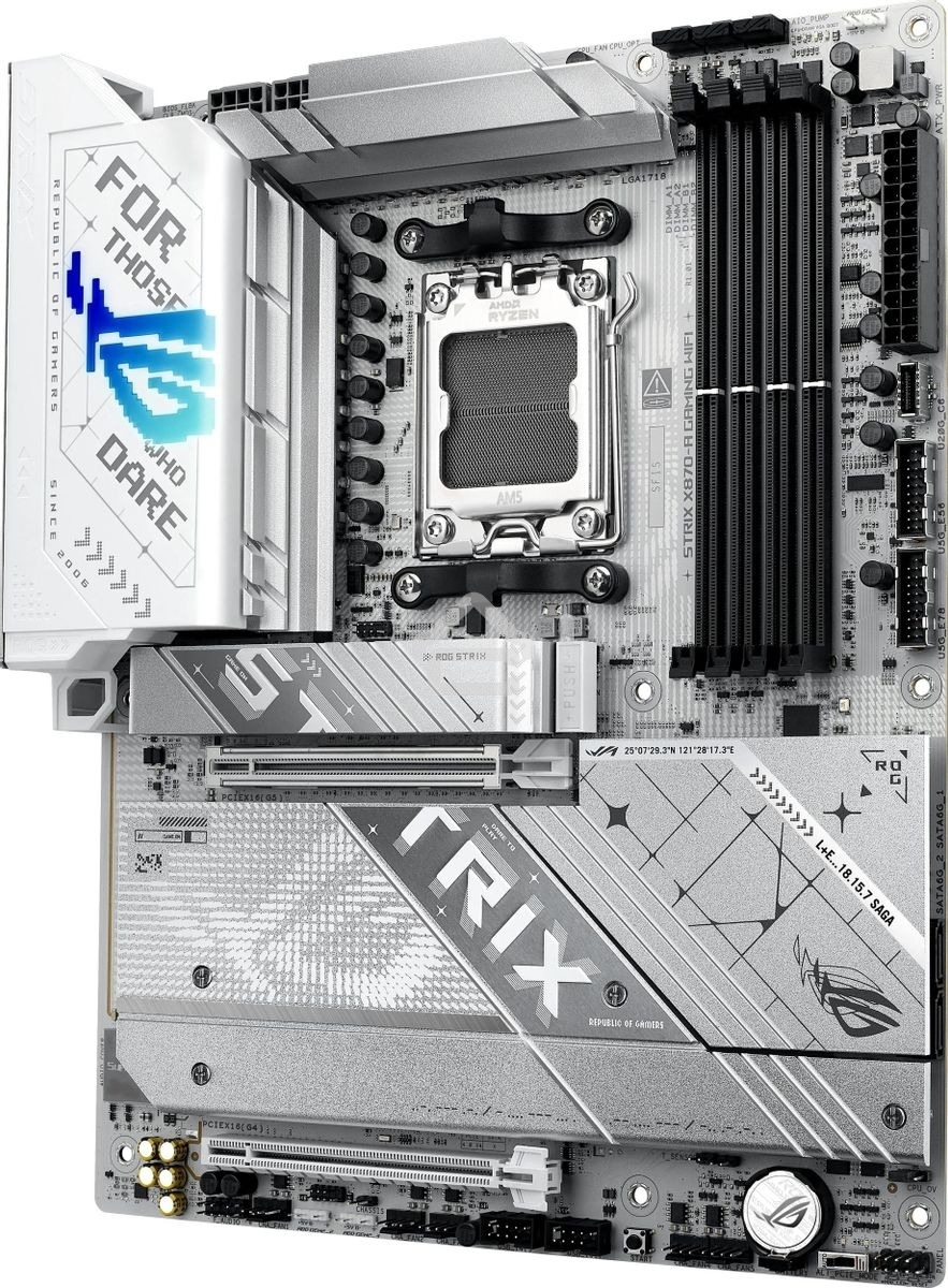 Материнская плата ASUS ROG STRIX X870-A GAMING WIFI, AM5, AMD X870, 4xDDR5, 2xSATA, 4xM.2, 1xPCI-E 4.0 x4, 1xPCI-E 5.0 x16, 1xHDMI, 1xDP, 1x 2.5Gb LAN, 4xUSB-A 3.2 Gen 1, 5xUSB-A 3.2 Gen 2, 1xUSB-C 3.2 Gen 2, 2xUSB4, 2x3.5 мм, 7.1, ATX