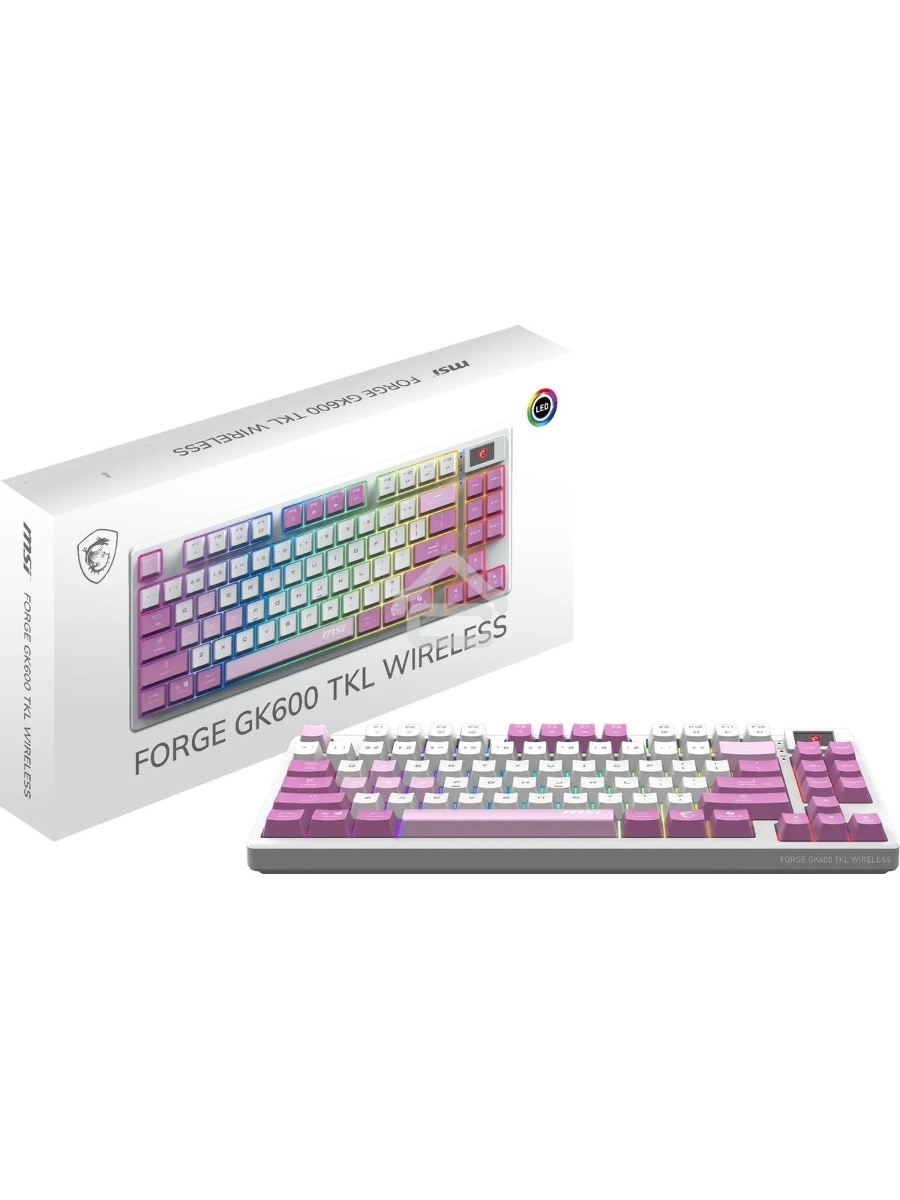 Клавиатура MSI Forge GK600, USB, белый фиолетовый