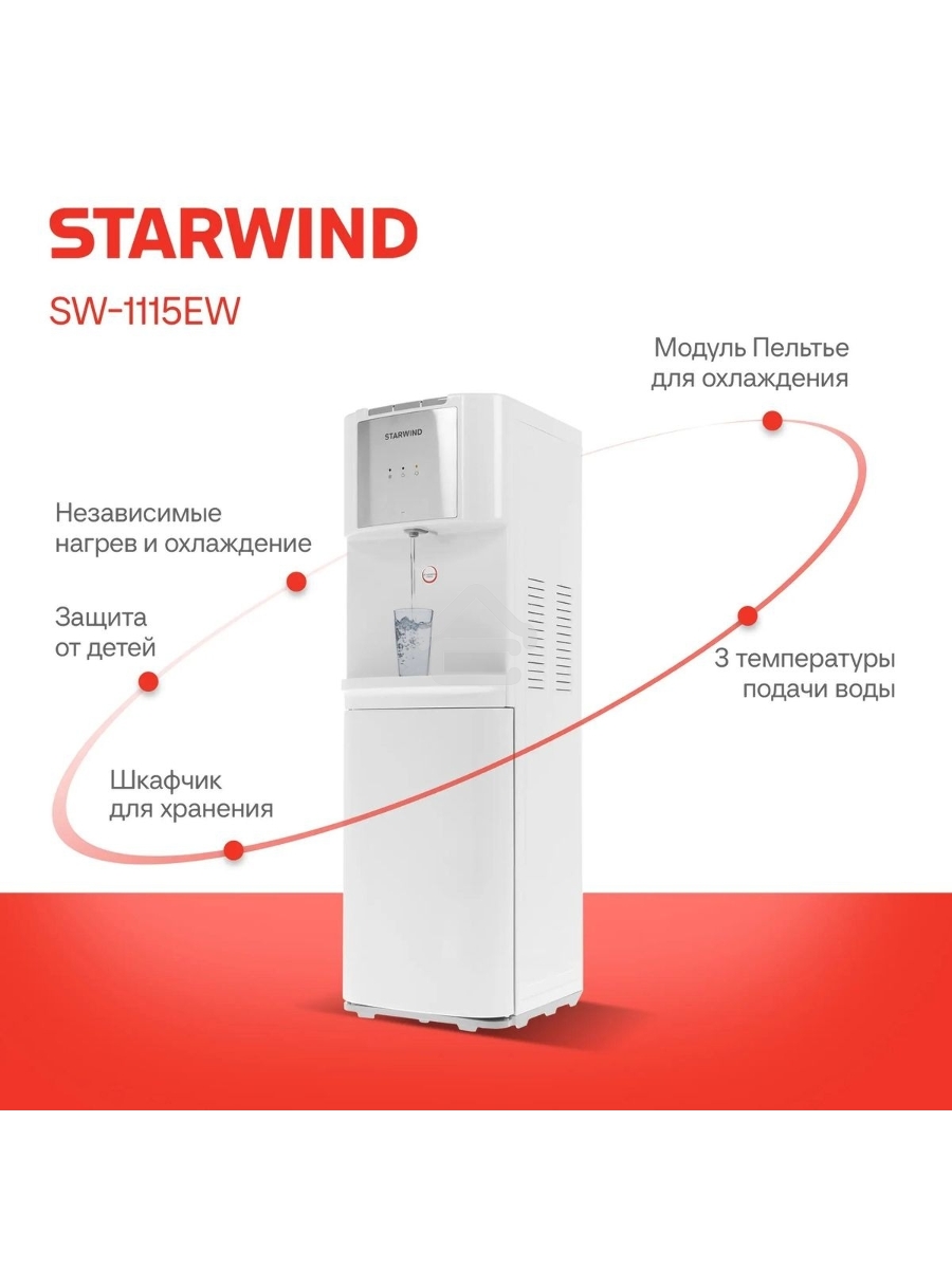 Кулер Starwind SW-1115EW напольный электронный белый