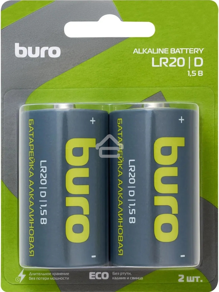 Батарея Buro Alkaline LR20 D 18000mAh (2шт) блистер, 1.5 В