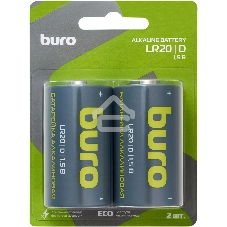 Батарея Buro Alkaline LR20 D 18000mAh (2шт) блистер, 1.5 В