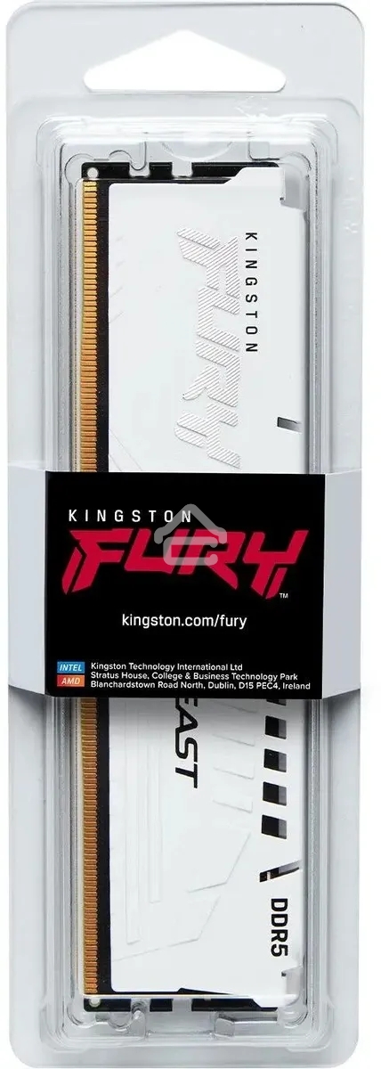 Оперативная память Kingston Fury Beast, DDR5, 32Gb (1x32Gb), 5600MHz, CL36, DIMM, с радиаторами, белый