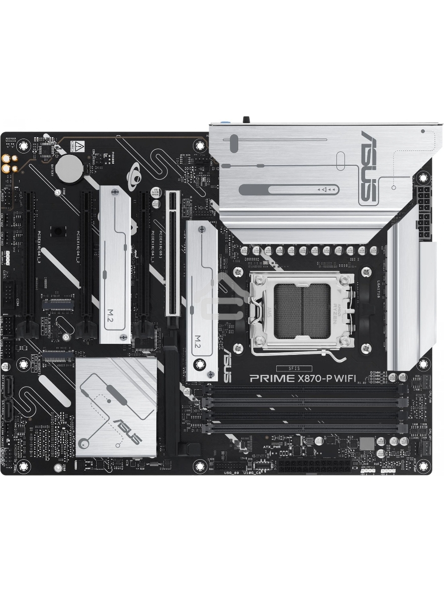 Материнская плата ASUS PRIME X870-P WIFI, AM5, AMD X870, 4xDDR5, 2xSATA, 4xM.2, 1xPCI-E 5.0 x16, 2xPCI-E 4.0 x1, 1xHDMI, 2xUSB-C, 1x 2.5Gb LAN, 4xUSB-A 3.2 Gen 1, 1xUSB-A 3.2 Gen 2, 4xUSB-A 2.0, 3x3.5 мм, 7.1, 1xWi-Fi 7, ATX