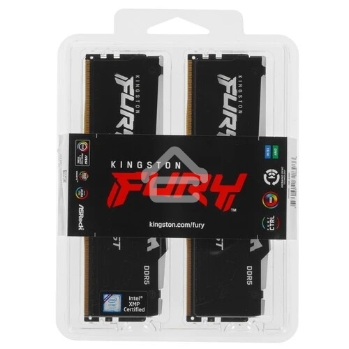 Оперативная память Kingston Fury Beast, DDR5, 16GB (2x8GB), 5600MHz, CL40, DIMM, с радиаторами, RGB, черный