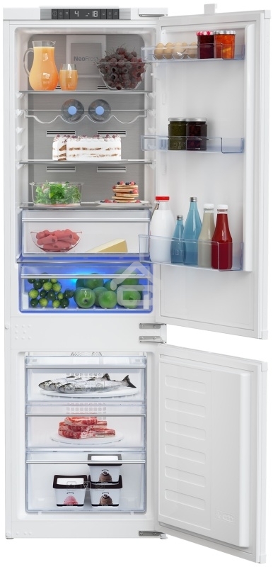 Встраиваемый холодильник Beko BCNA275E3S (7523020054) белый двухкамерный 185/69 л морозилка снизу, No Frost
