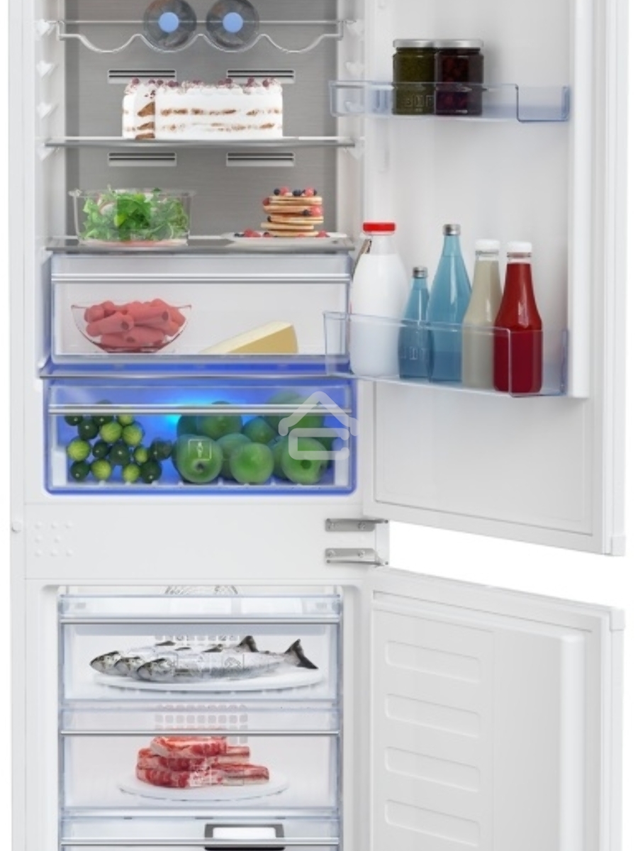 Встраиваемый холодильник Beko BCNA275E3S (7523020054) белый двухкамерный 185/69 л морозилка снизу, No Frost