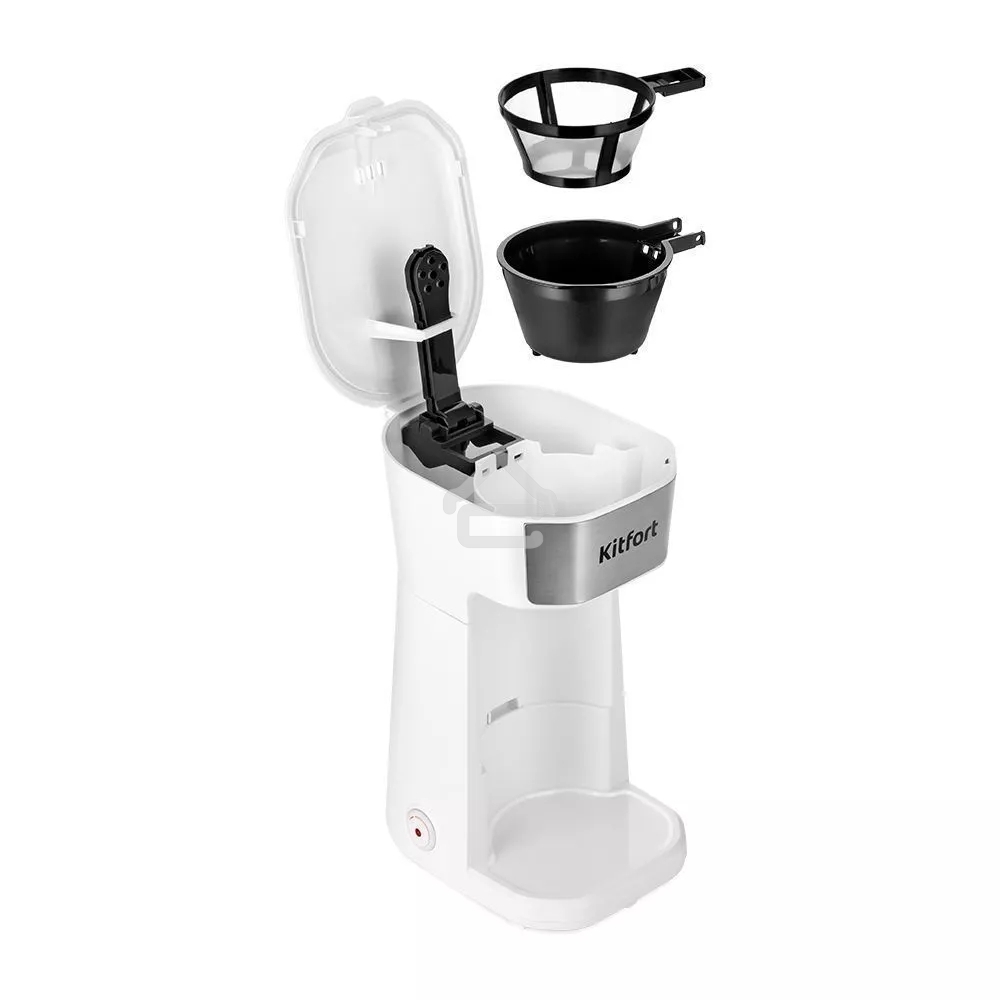 Кофеварка капельная Kitfort КТ-7411 белый/нержавеющая сталь, исп. кофе - молотый, 0.4 л, 450 Вт