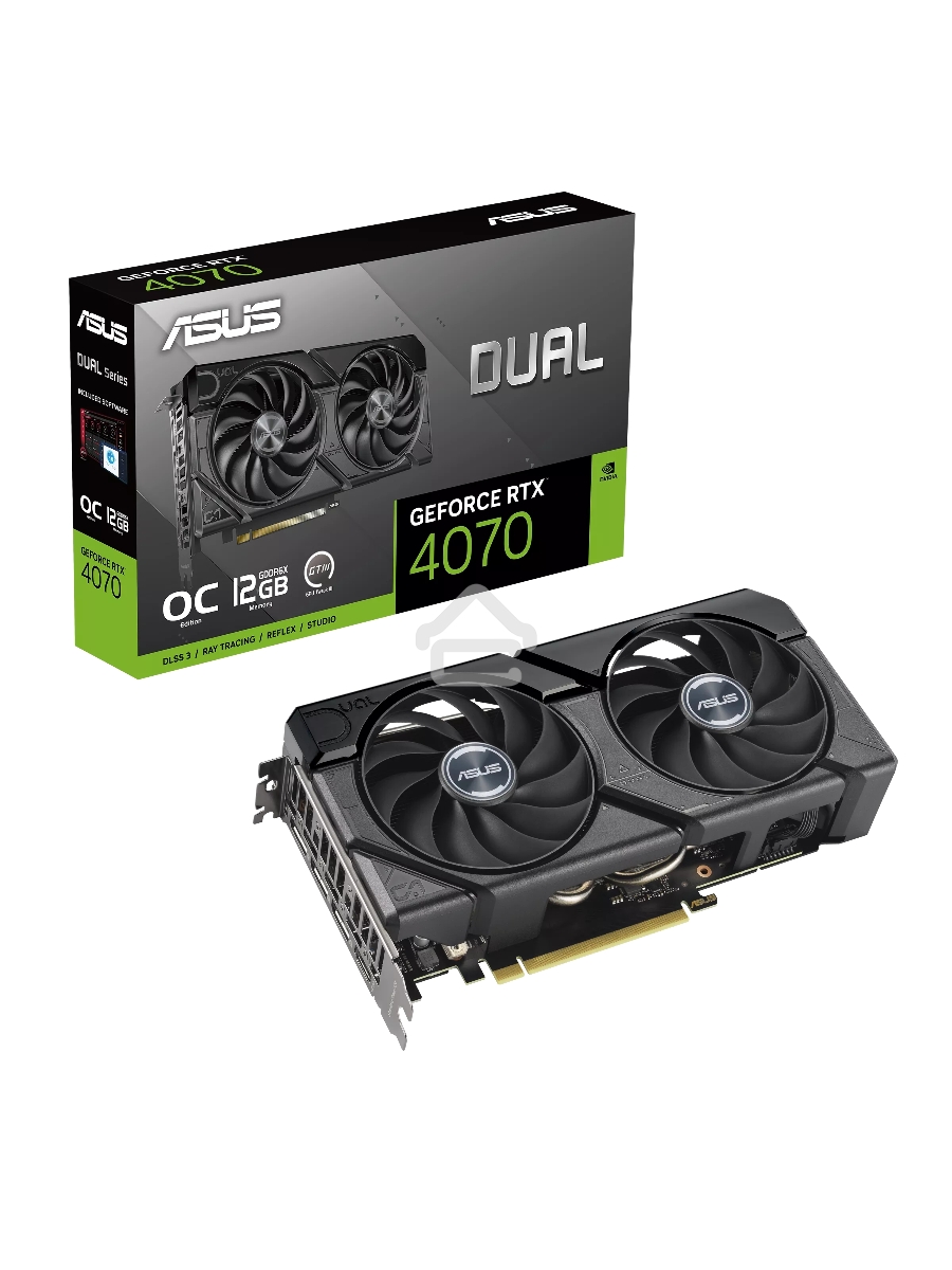 Видеокарта Asus DUAL-RTX4070-O12G-EVO RTX4070 12Gb 192bit GDDR6X 2520/21000 HDMIx1 DPx3 HDCP Ret 90YV0J15-M0NA00