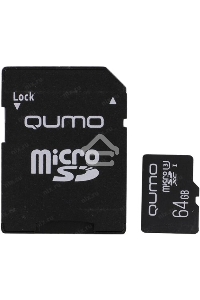 Флеш карта QUMO MicroSDXC 64GB 90/45 МБ/с UHS-I U3, Pro seria 3.0 с адаптером SD, красная картонная упаковка
