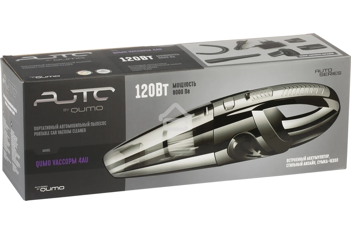 Пылесос автомобильный QUMO VaccoPM 4AU черный, 113/120 Вт, уборка сухая, пылесборник контейнер 0.5 л