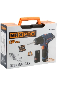 Дрель-шуруповерт MAX-PRO 85026, Аккумуляторная, 12В, 2 АКБ, Кейс