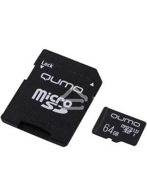 Флеш карта QUMO MicroSDXC 64GB 90/45 МБ/с UHS-I U3, Pro seria 3.0 с адаптером SD, красная картонная упаковка