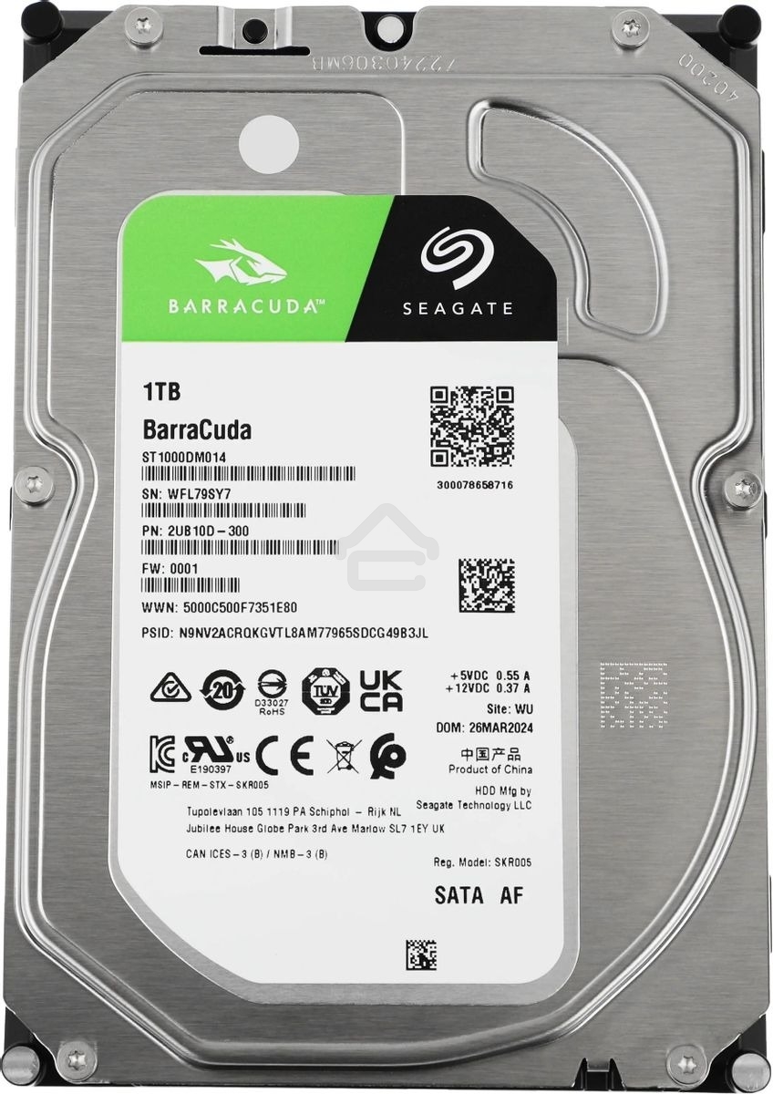 Жесткий диск Seagate BarraCuda 1TB (ST1000DM014) Serial ATA III, 7200 rpm, 256mb buffer