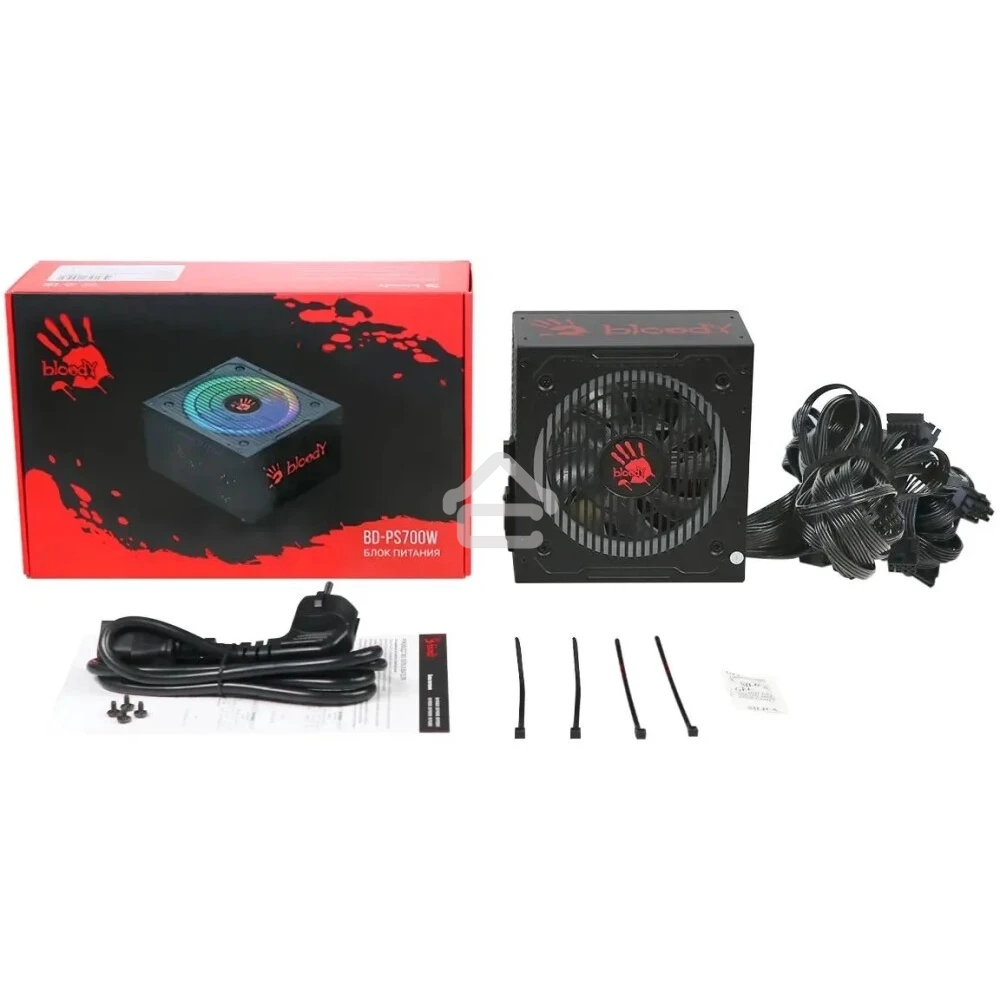 Блок питания Bloody BD-PS700W, 700Вт, 80 PLUS белый, 120мм, черный