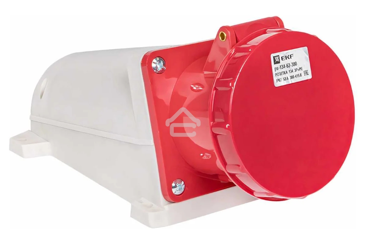 Розетка стационарная наружная EKF 134 ps-134-63-380 63А 380 В 3P+РЕ IP67