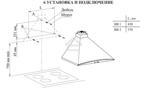 Вытяжка каминная Gefest ВВ 2 К17 коричневый/золотистый, 50 см, 180 куб. м/ч, 64 дБ
