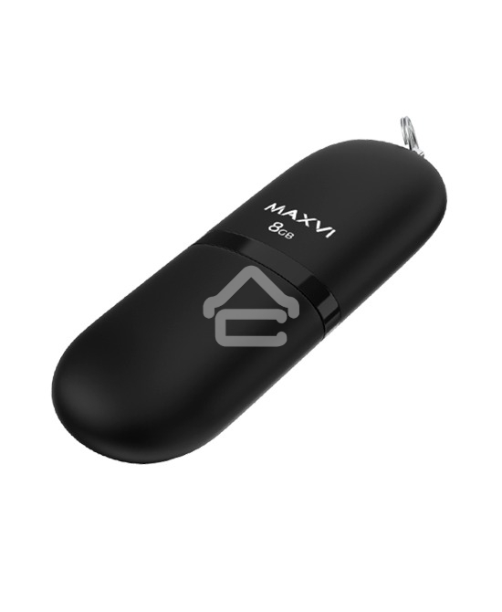 Флешка USB R/W Maxvi SF 8GB USB 2.0 black, монолит с колпачком, soft touch