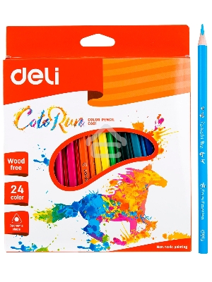 Карандаши цветные Deli ColoRun EC00120 трехгранные пластик 24цв. коробка/европод.